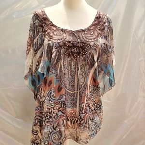 One World flutter sleeve blouse, 2X